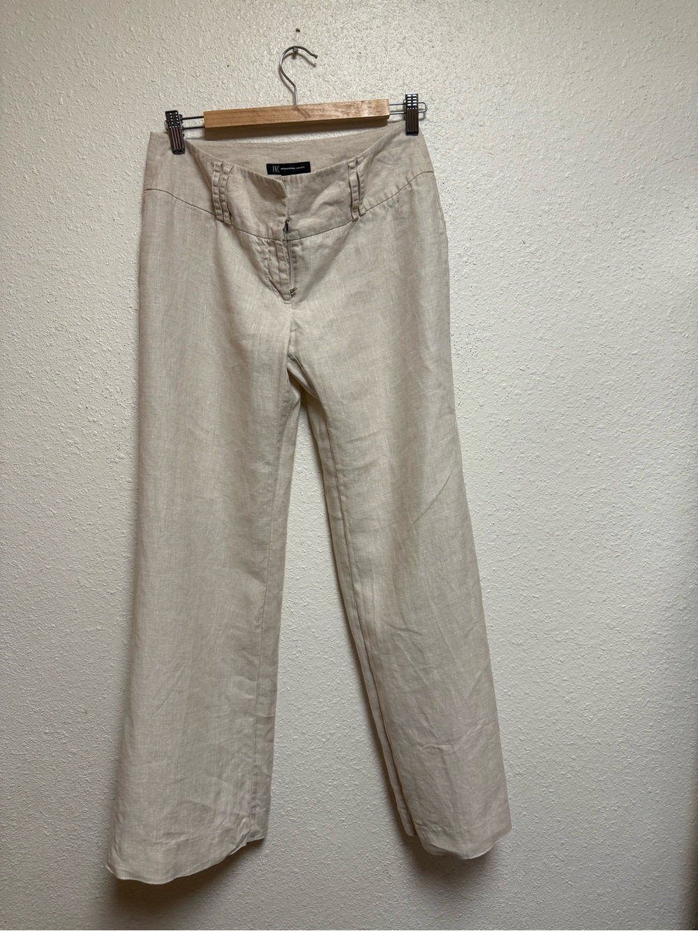INC International Concepts Cream 100% Linen-Blend Casual Chinos
